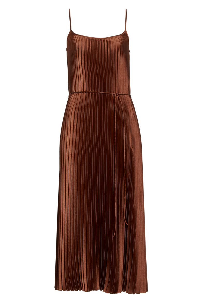 Pleated Satin Slipdress, Alternate, color, SYCAMORE SEED