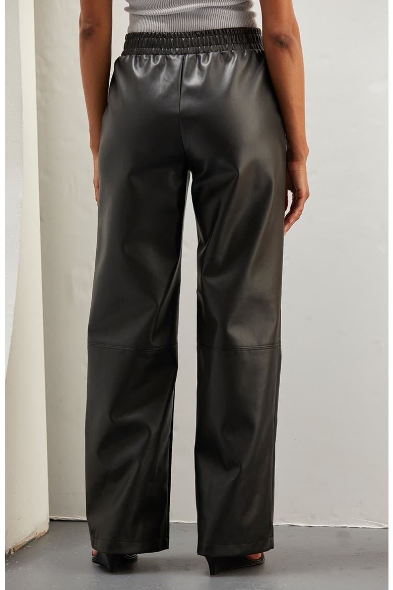 Faux Leather Straight Leg Pants, Alternate, color, Black