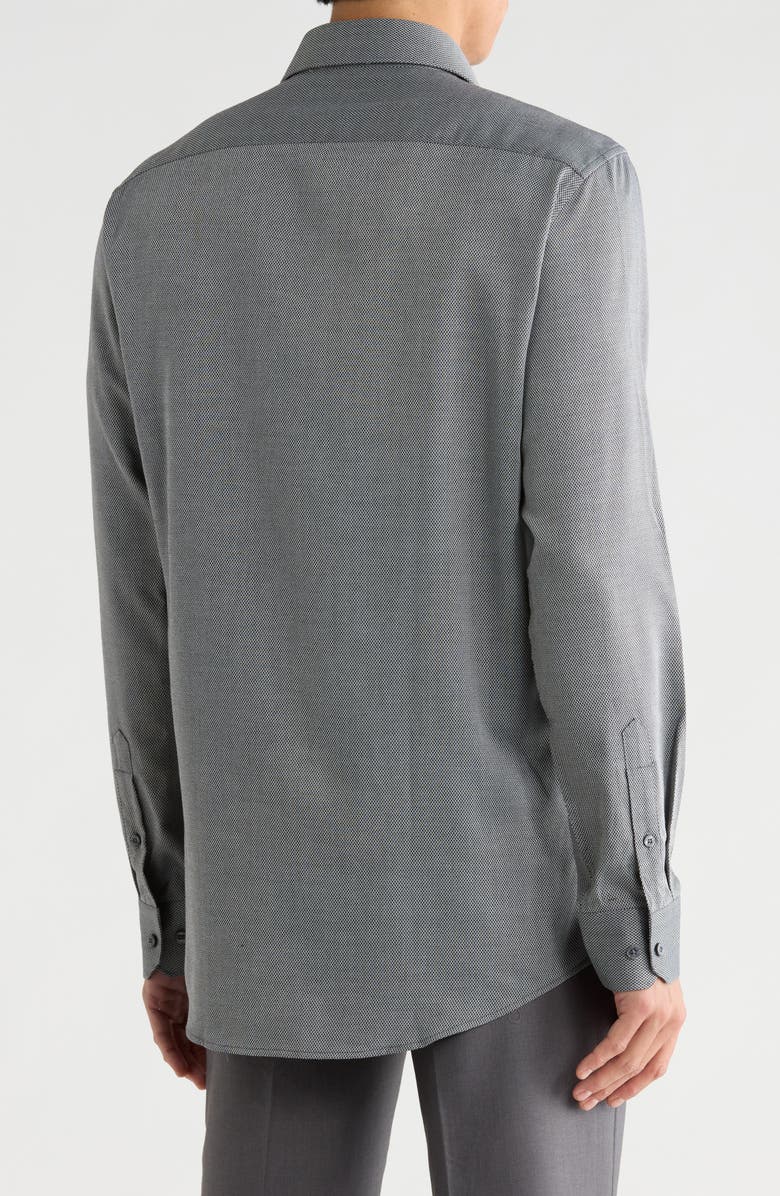 Perry Ellis Diamond Print Slim Fit Stretch Dress Shirt, Alternate, color, Silver