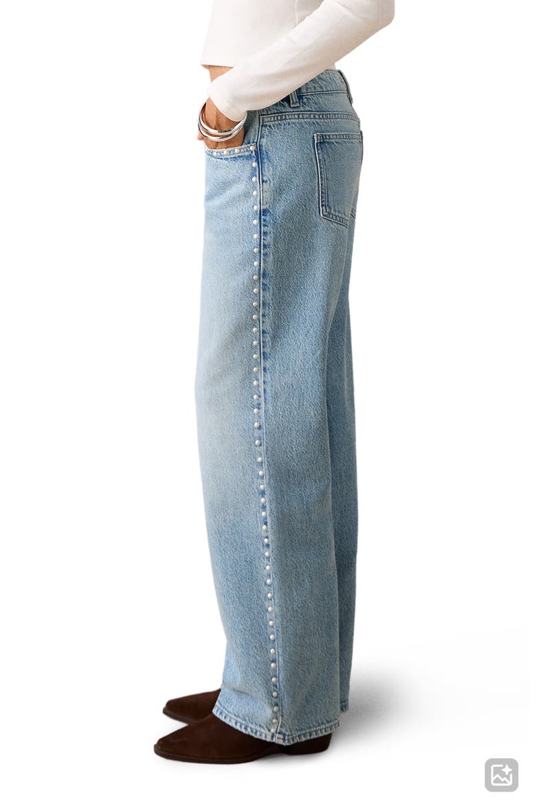 Studded Straight Leg Jeans, Alternate, color, MEDIUM BLUE