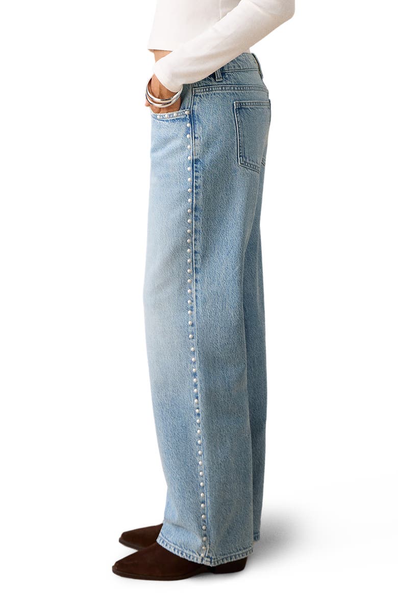 MANGO TEEN Studded Straight Leg Jeans, Alternate, color, Medium Blue