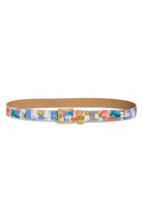 Kurt Geiger London Floral Print Stripe Faux Leather Belt