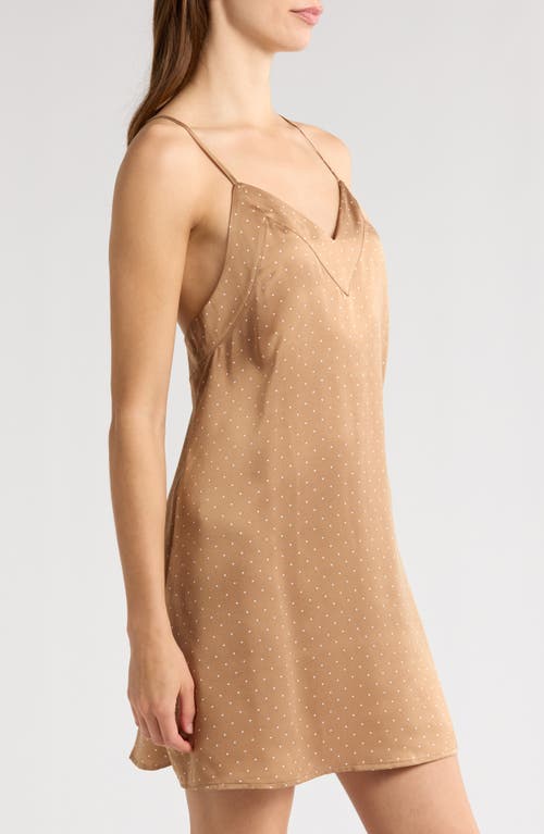 Nordstrom Sandwashed Silk Chemise In Tan Burro Dot