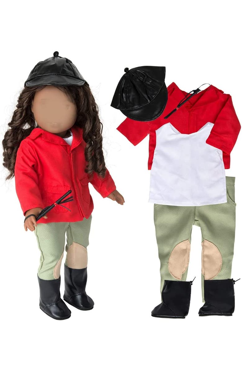 Dress Along Dolly Horseback Riding Outfit for 18" Dolls, Alternate, color, Red