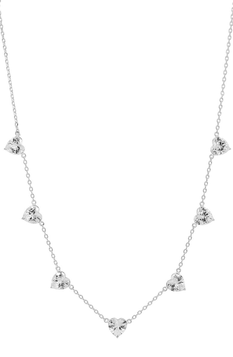 SAVVY CIE JEWELS Heart CZ Station Chain Necklace, Main, color, 