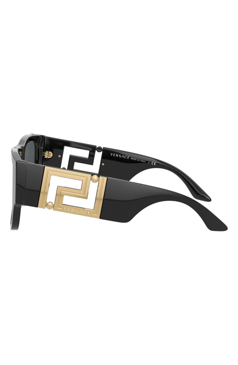 Versace 57mm Rectangular Sunglasses, Alternate, color, Black/ Dark Grey