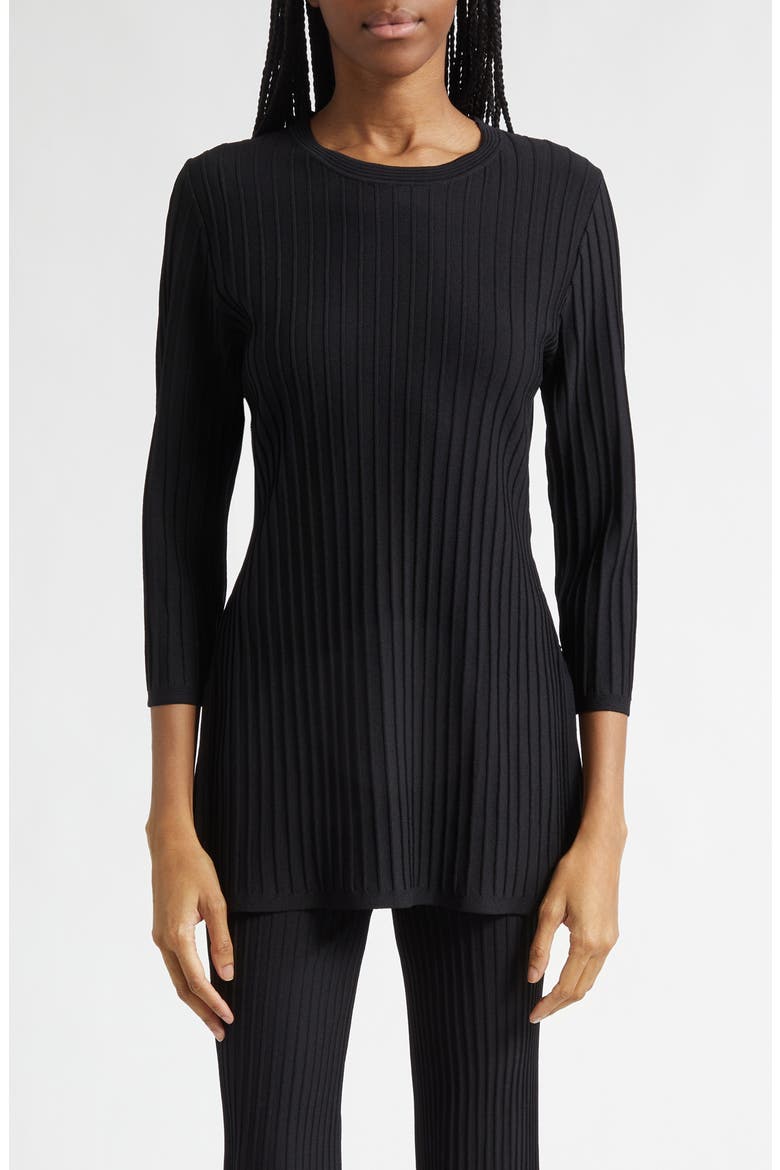 Pure Aderire Rib Tunic Top, Main, color, BLACK
