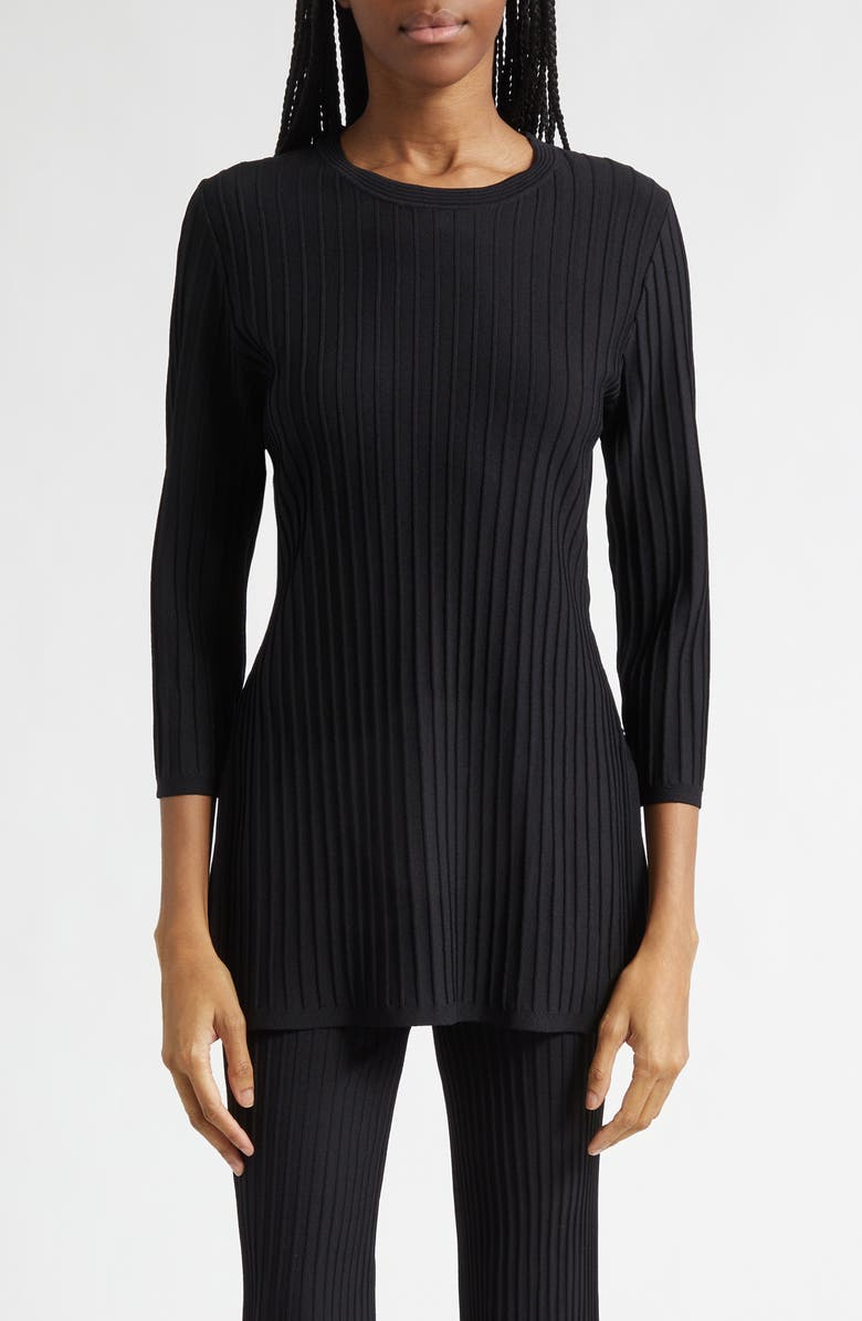 Max Mara Pure Aderire Rib Tunic Top, Main, color, Black