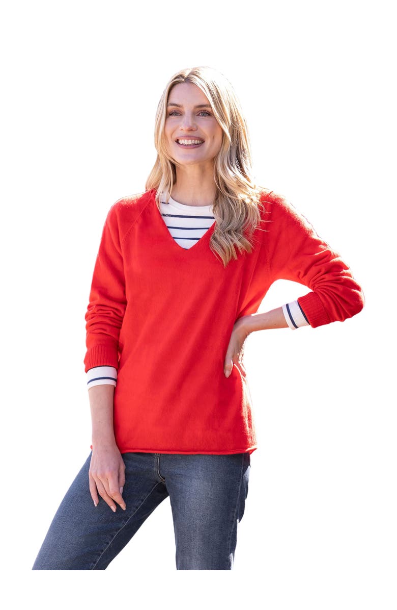 Celtic & Co. Geelong Wool Slouch V-Neck Sweater, Main, color, Chilli