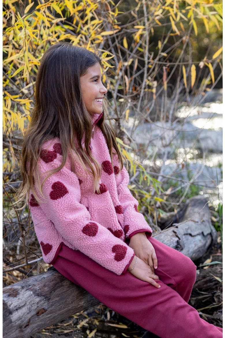 Parker Heart Print Fleece Jacket, Alternate, color, SADDLE