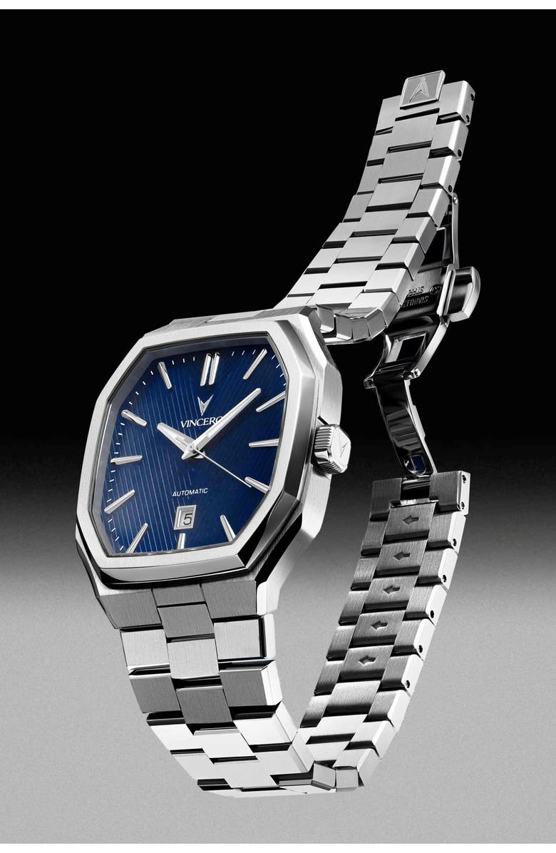 Vincero Inception Blue Shift Automatic Bracelet Watch, 38mm, Alternate, color, Blue