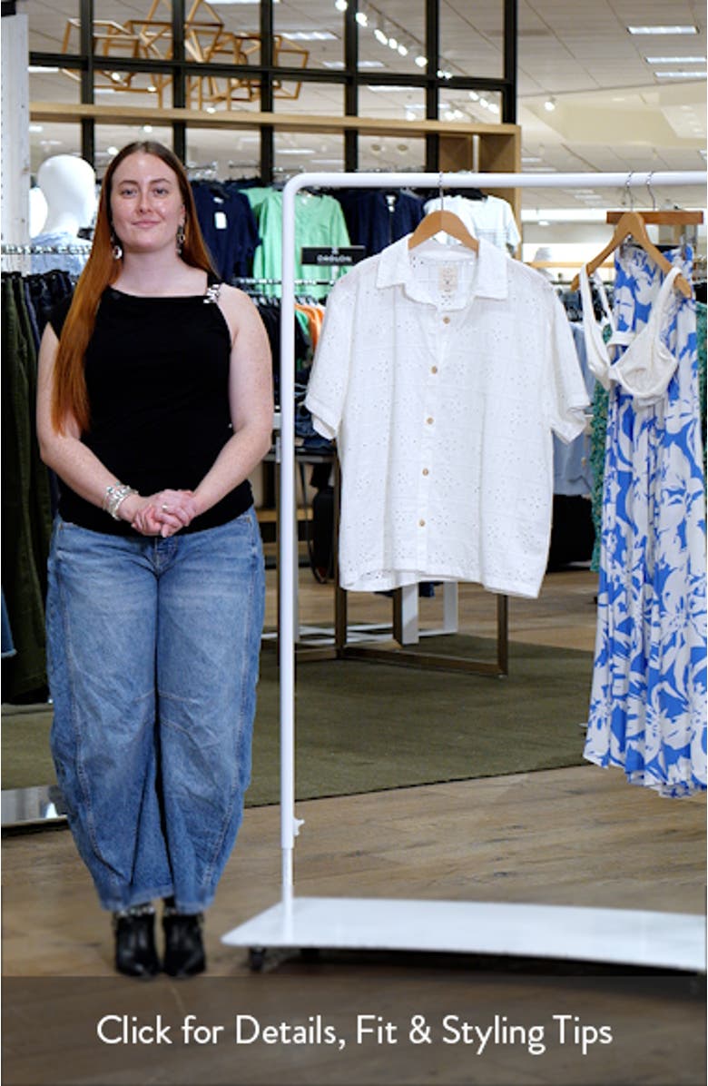 Eyelet Crush Button-Up Cover-Up Shirt, sales video thumbnail