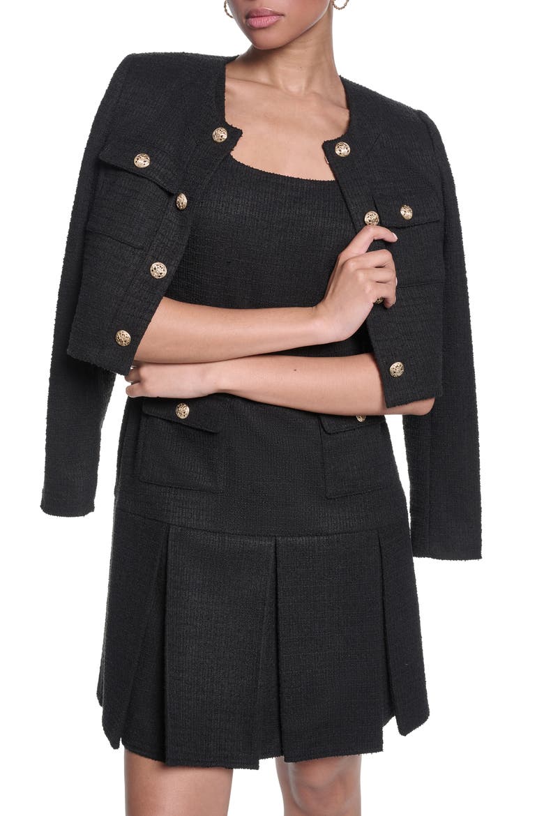 Textured Stretch A-Line Dress, Alternate, color, BLACK