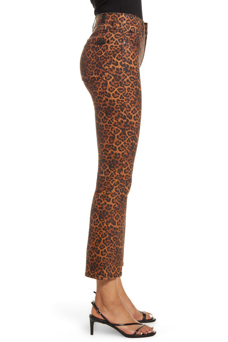 Coated Leopard Print Slim Fit Kick Flare Jeans, Alternate, color, COATED BLACK/ PENNY LEOPARD