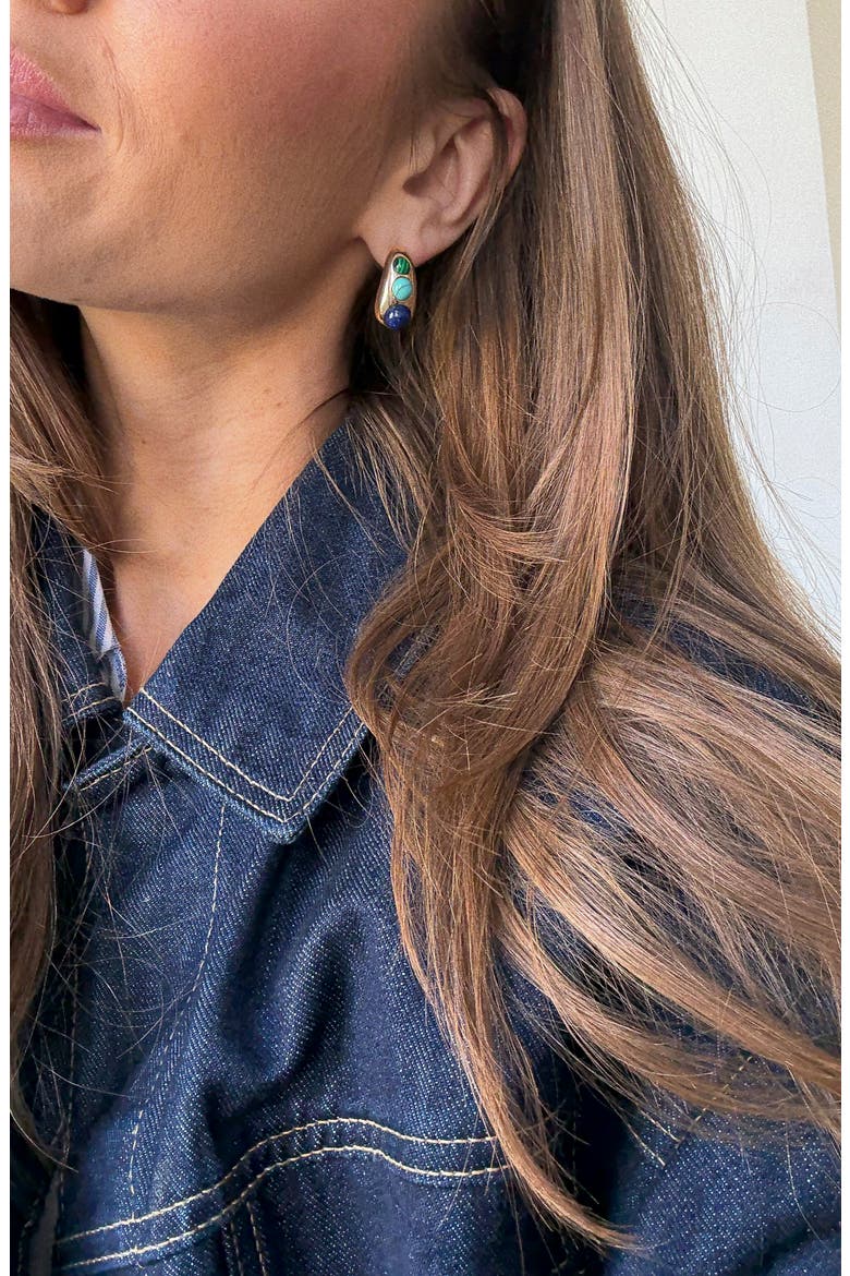 Ella Semi Precious Drop Earrings, Alternate, color, MULTI GREEN