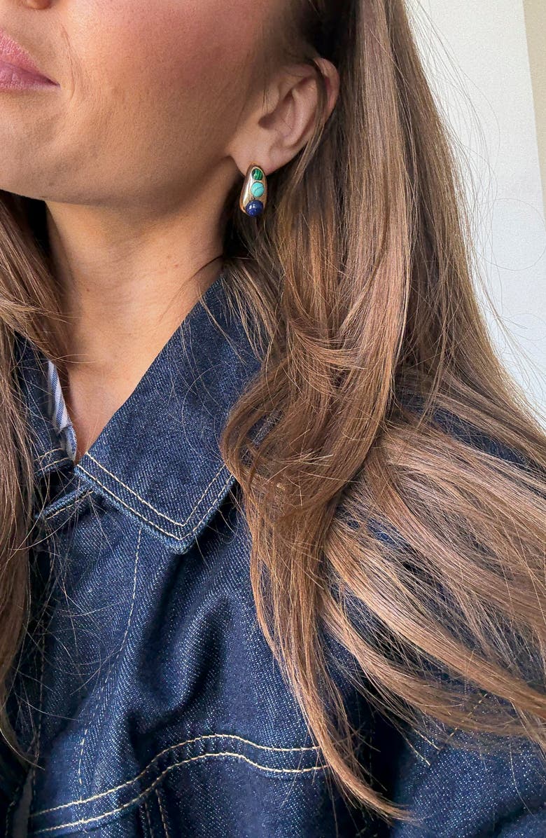 BaubleBar Ella Semi Precious Drop Earrings, Alternate, color, Multi Green