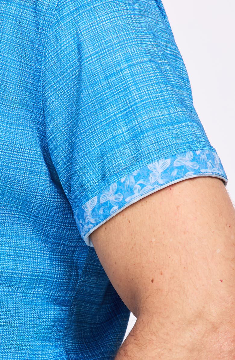 Robert Graham Roth Short Sleeve Cotton Button-Up Shirt, Alternate, color, Light Blue