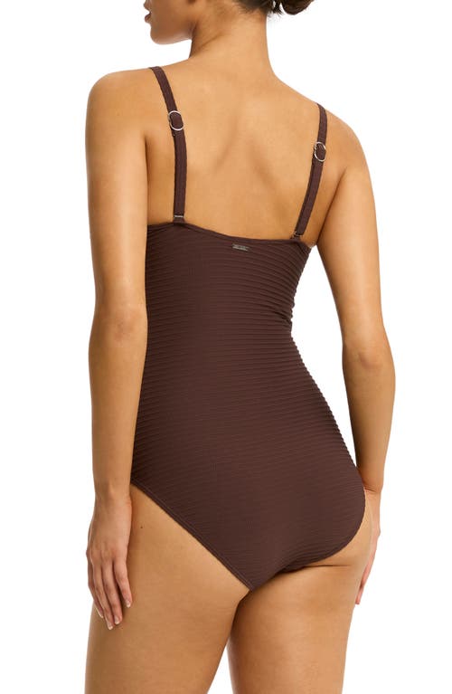 Sea Level U-bar Bandeau One-piece Swimsuit In Cocoa