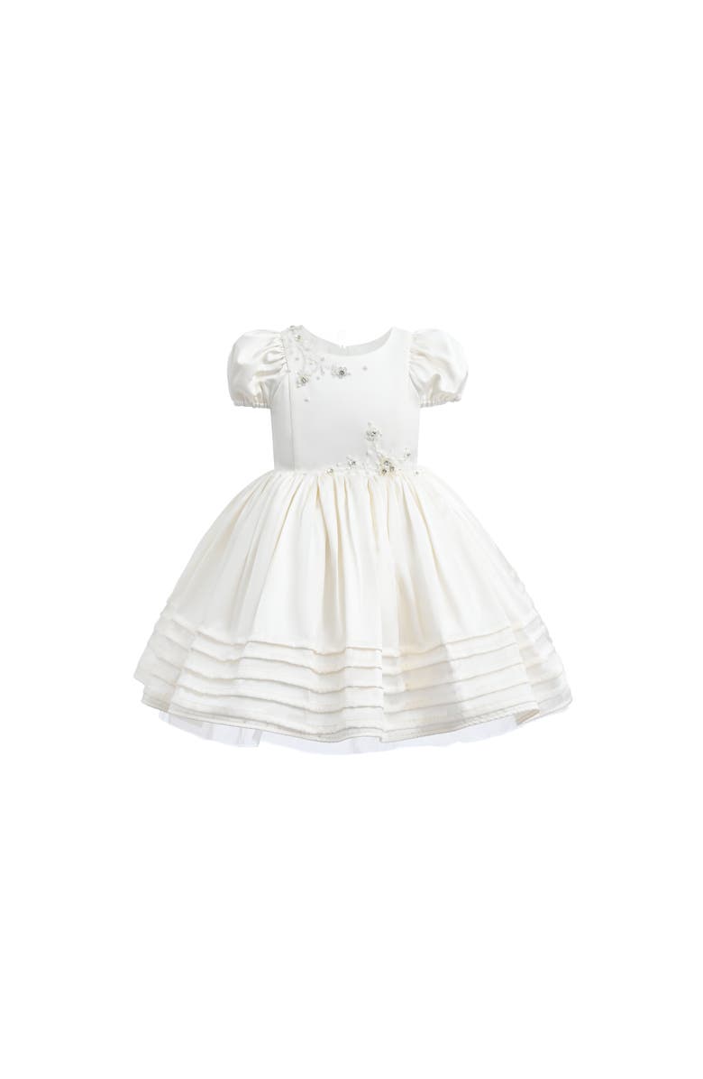 Tulleen Embroidered Pleated Dress, Main, color, Ivory