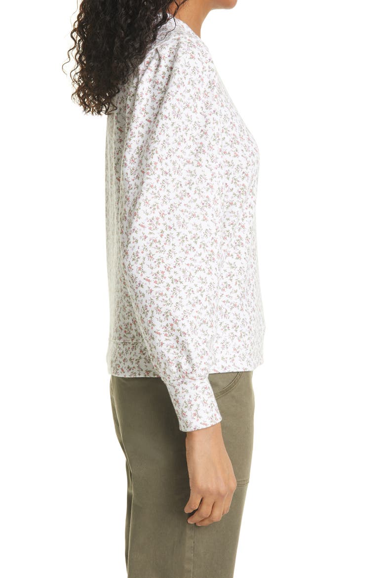 Marcie Puff Sleeve Sweatshirt, Alternate, color, WHITE MINI FLORAL