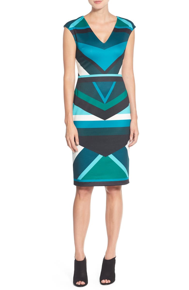 Vince Camuto Colorblock Scuba Sheath Dress, Alternate, color, 