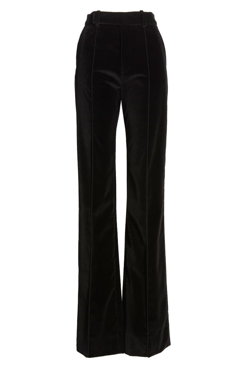 The Slim Stacked Velvet Trousers, Alternate, color, BLACK