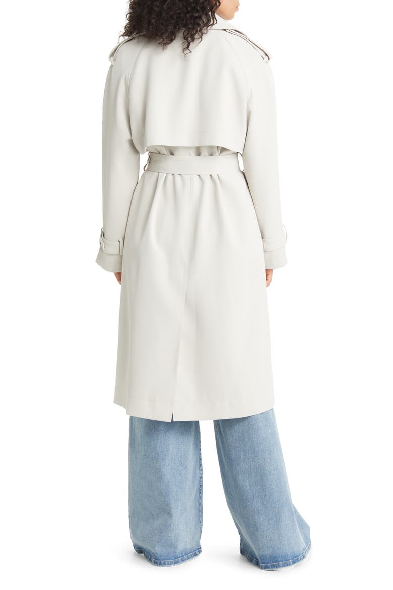 Crepe Trench Coat, Alternate, color, BONE