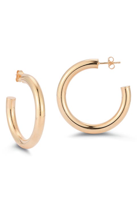14K Gold Plated Sterling Silver Hoop Earrings