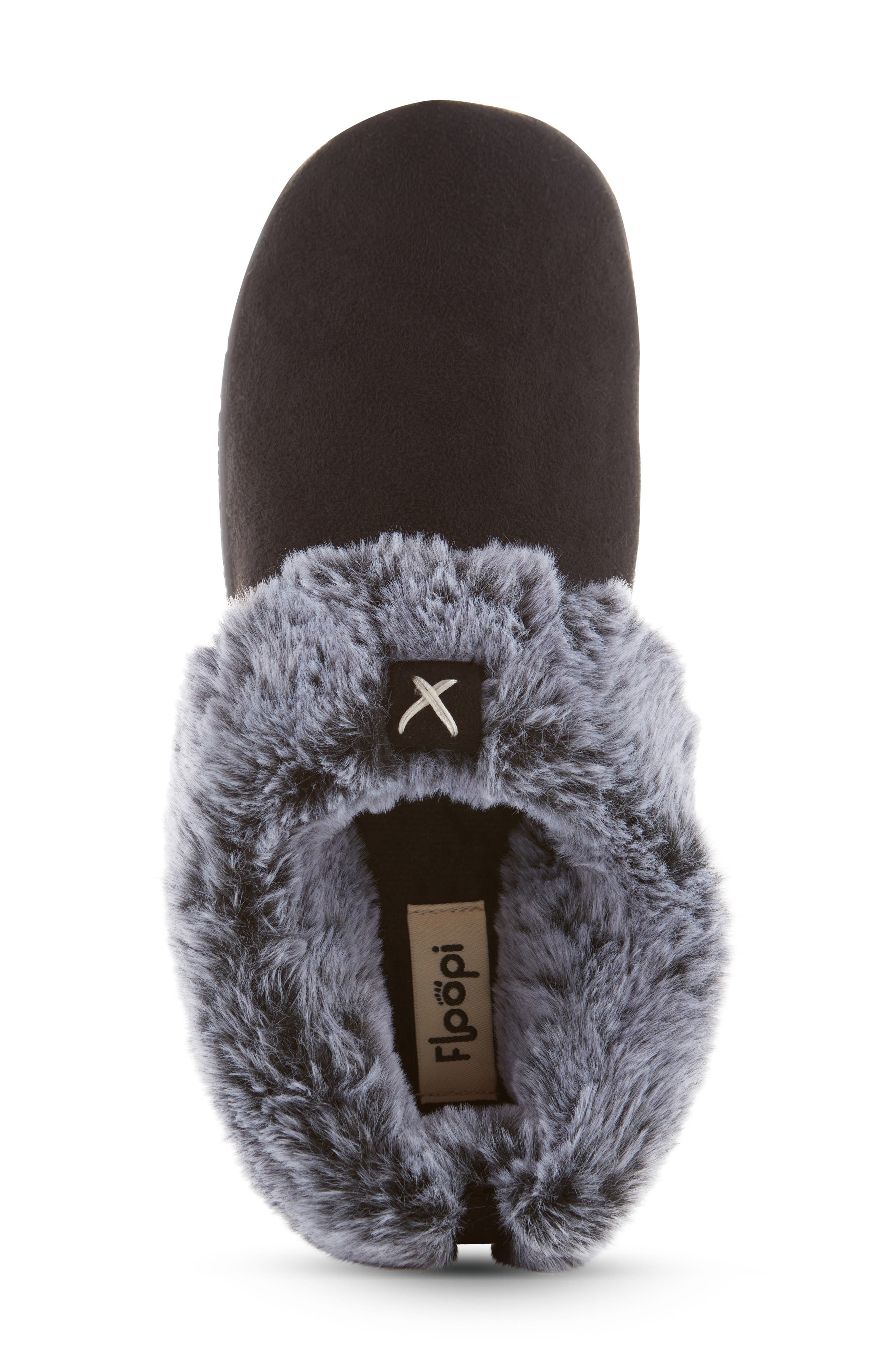 FLOOPI Slipper With Faux Fur Trim, Alternate, color, Black
