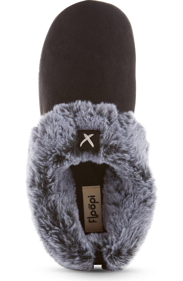 FLOOPI Slipper With Faux Fur Trim, Alternate, color, Black