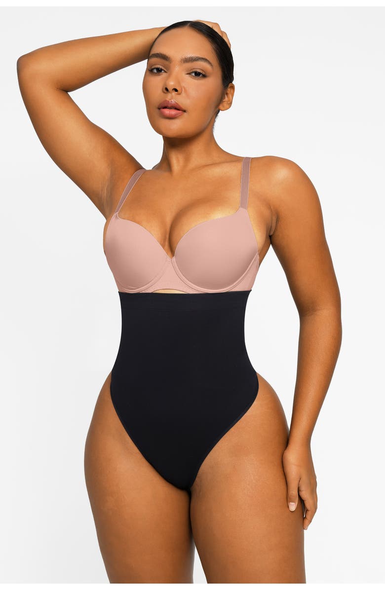 Shapellx Eco Contour Seamless Shaping Panty, Alternate, color, Jet Black