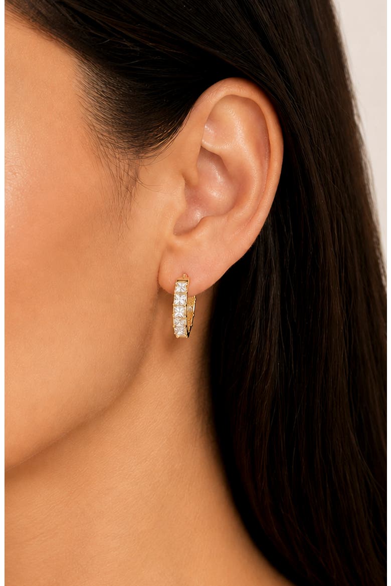 Radiant Crystal Hoop Earrings, Main, color, GOLD