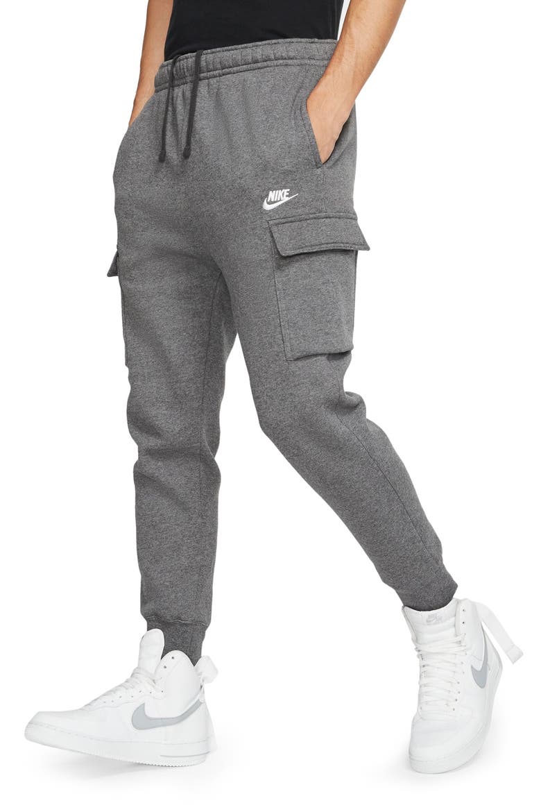 Club Fleece Cargo Pocket Joggers, Main, color, CHARCOAL/ WHITE