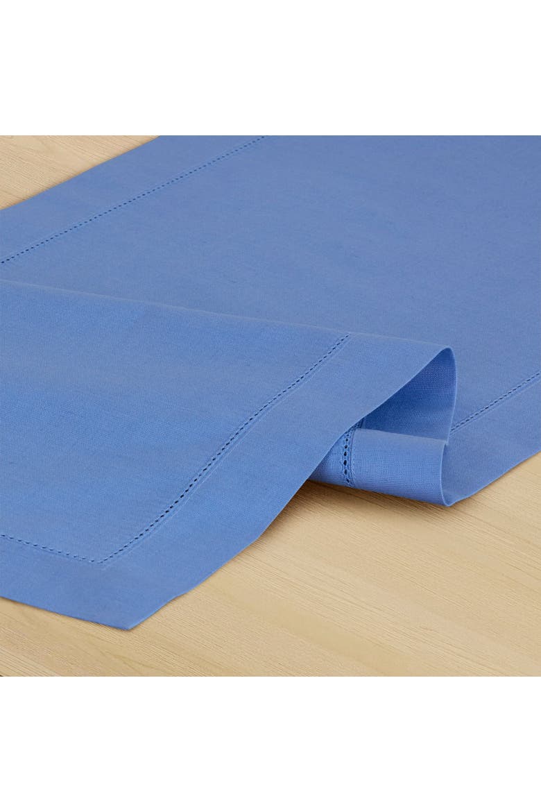 Cotton Linen Hemstitch Table Runner, Alternate, color, Dusty Blue