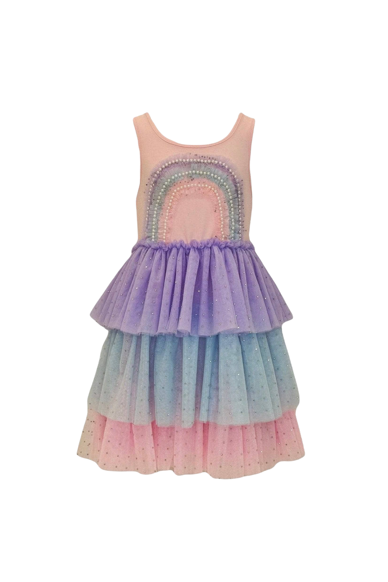 3D Rainbow Peach Tank Dress, Main, color, Peach