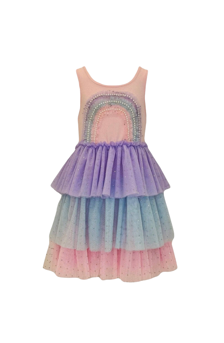 Lola + The Boys 3D Rainbow Peach Tank Dress, Main, color, Peach
