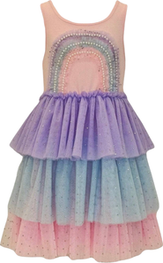 Lola + The Boys 3D Rainbow Peach Tank Dress