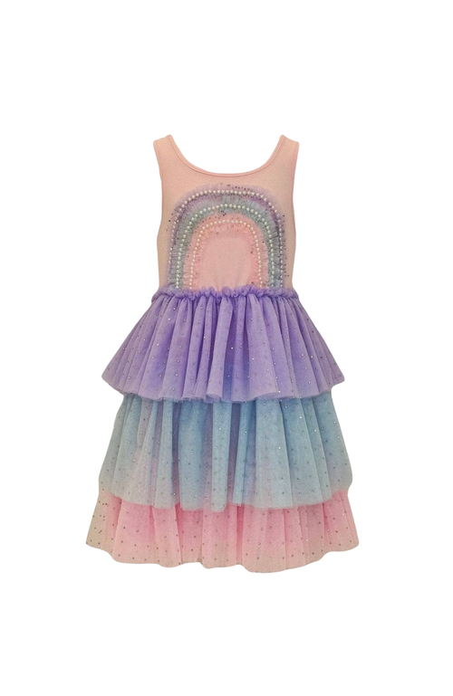 Lola + The Boys 3D Rainbow Peach Tank Dress  product