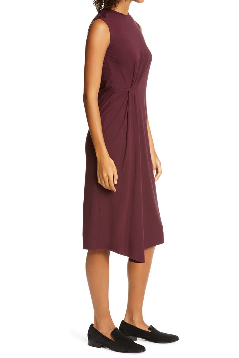 Gathered Sleeveless Dress, Alternate, color, BORDEAUX