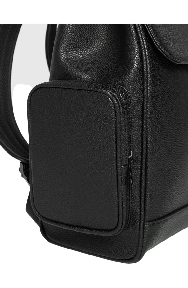 Manière De Voir Maloe Pebbled Leather Eiffel Clasp Backpack, Alternate, color, Black