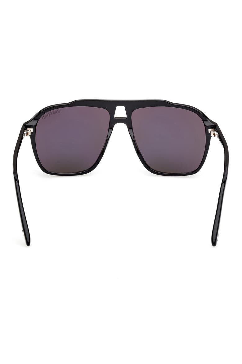 Autari 56mm Navigator Sunglasses, Alternate, color, SHINY BLACK / SMOKE