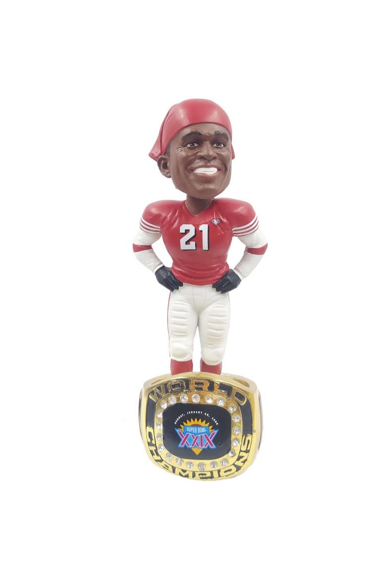 Deion Sanders (49ers) Super Bowl XXIX Ring Base Exclusive Bobblehead #/360, Main, color, Multi-Color