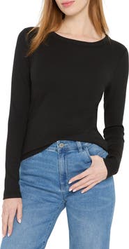 NIC+ZOE Perfect Rib Cotton Blend Long Sleeve Top