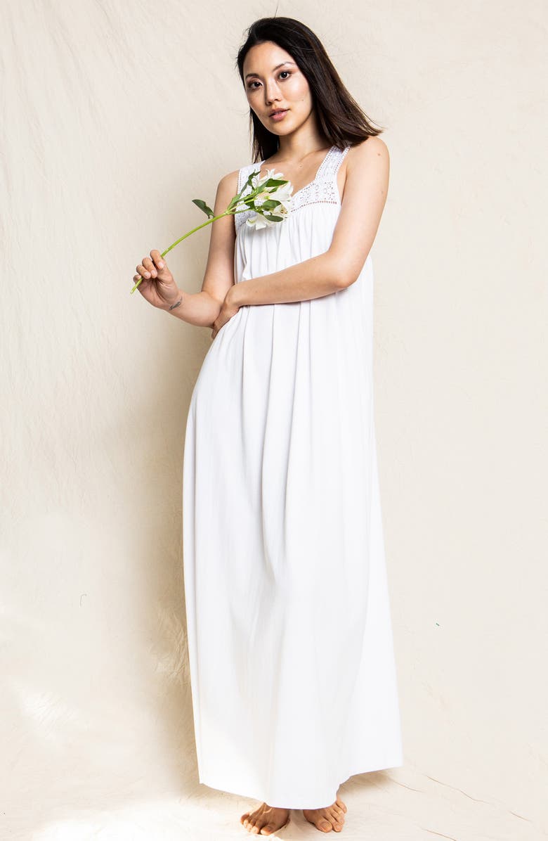 Petite Plume Camille Luxe Pima Cotton Nightgown, Alternate, color, White
