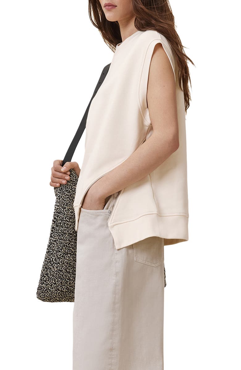 AllSaints Nila Sleeveless Asymmetric Zip Hem Sweatshirt, Alternate, color, 