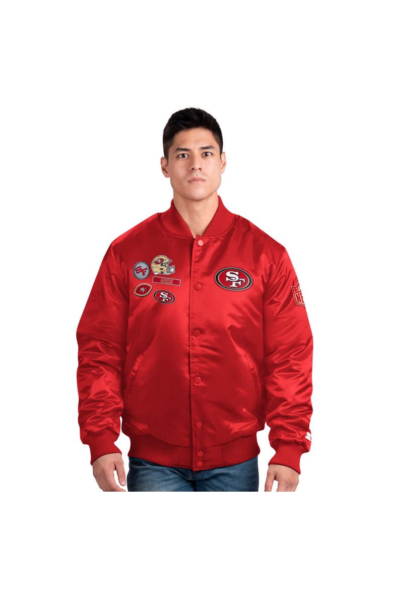 Men's Starter Scarlet San Francisco 49ers Exclusive Satin Full-Snap Varsity Jacket, Alternate, color, Scarlet