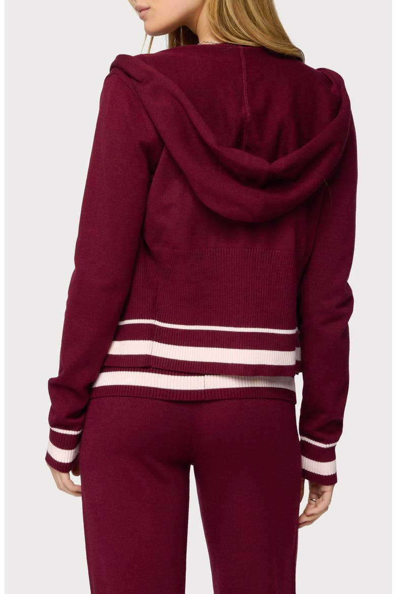 Kaliya Zip-Up Knit Hoodie, Alternate, color, BURGUNDY