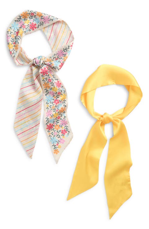 Assorted 2-Pack Satin Skinny Scarves