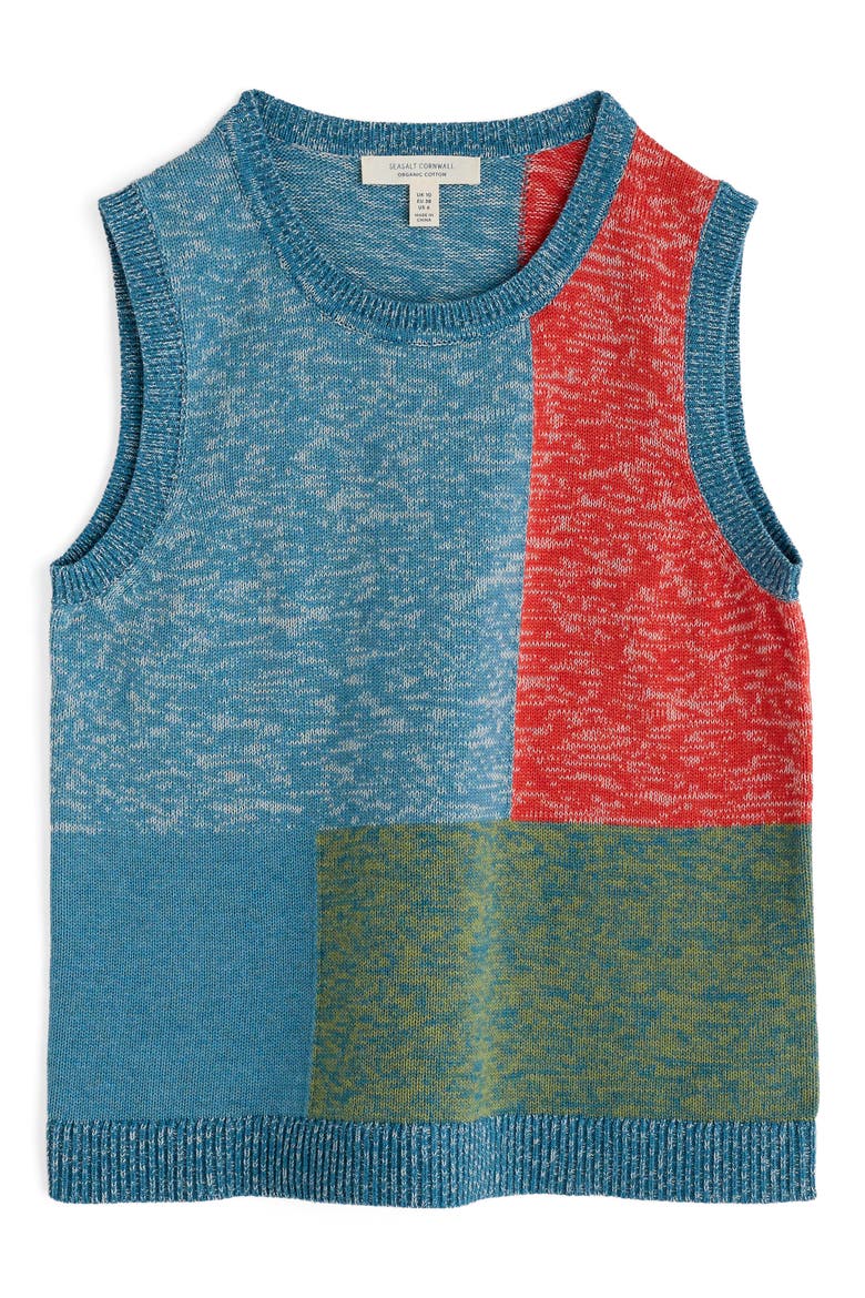 Morgana Organic Cotton Sweater Vest, Alternate, color, KNIT TANGLE WOOD LAGOON MULTI