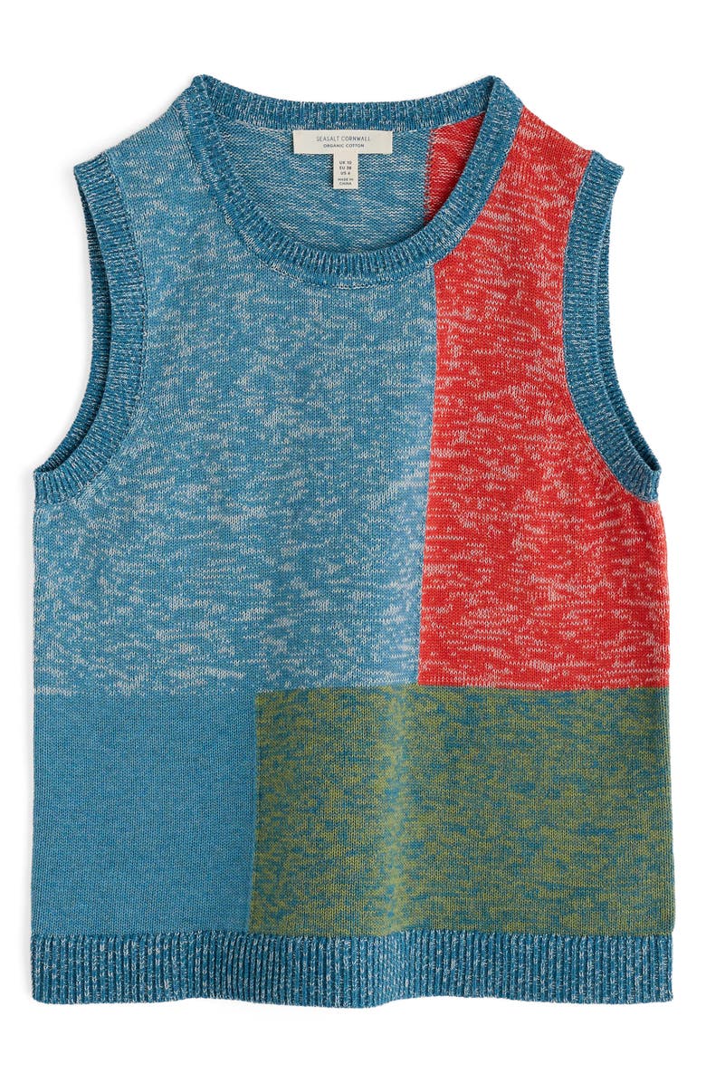 Seasalt Cornwall Morgana Organic Cotton Sweater Vest, Alternate, color, Knit Tangle Wood Lagoon Multi